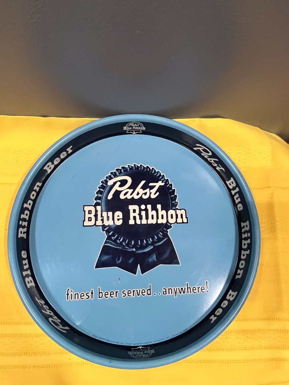 Vintage Pabst Blue Ribbon Metal Beer Serving Tray- Rare Display #1023. Authentic